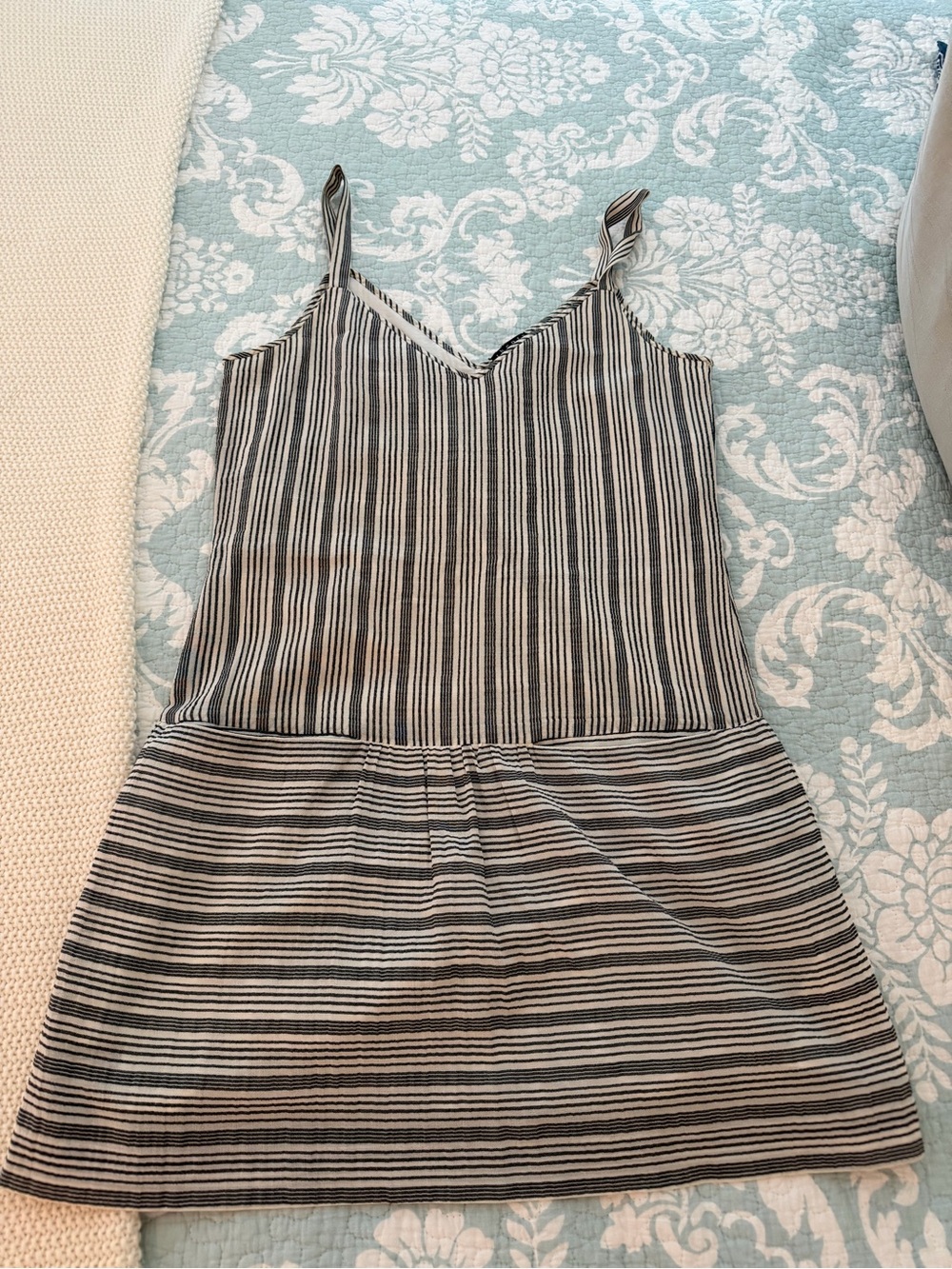 Theory Black & White Striped Sleeveless Mini Dress